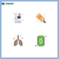 4 Creative Icons Modern Signs and Symbols of creative lung food pollution chip Editable Vector Design Elements