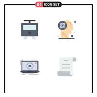 Set of 4 Commercial Flat Icons pack for maps app train processing new Editable Vector Design Elements