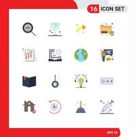 16 Flat Color concept for Websites Mobile and Apps finance security arrows sans data Editable Pack of Creative Vector Design Elements