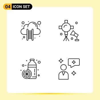 Set of 4 Modern UI Icons Symbols Signs for cloud computing bottle stairs spotlight healthy Editable Vector Design Elements
