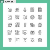 Set of 25 Modern UI Icons Symbols Signs for code report education page data Editable Vector Design Elements