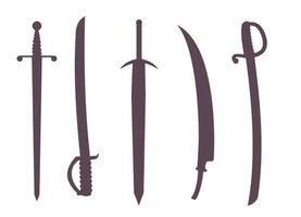 Set of silhouettes of swords and sabers vector