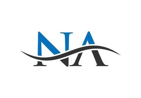 NA Logo design vector. Swoosh letter NA logo design. Initial NA letter linked logo vector template