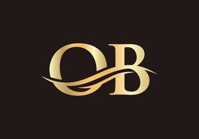 OB Logo design vector. Swoosh letter OB logo design. Initial OB letter linked logo vector template