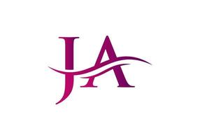 JA logo Design. Premium Letter JA Logo Design with water wave concept vector