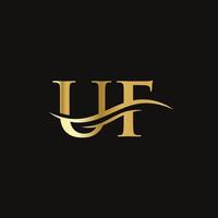 logotipo vinculado a la letra uf para la identidad comercial y de la empresa. plantilla de vector de logotipo de letra inicial uf