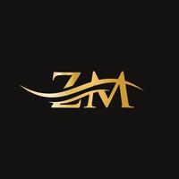 ZM Logo design vector. Swoosh letter ZM logo design vector