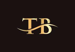 vector de logotipo de tb de onda de agua. diseño de logotipo swoosh letter tb para identidad empresarial y empresarial