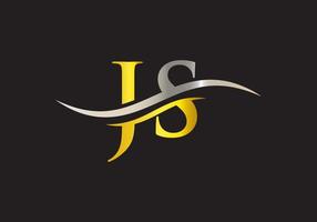 vector de logotipo js de onda de agua. diseño de logotipo swoosh letter js para identidad empresarial y empresarial