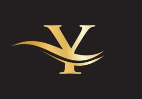 Letter Y Logo Design. Water Wave Y Logotype vector