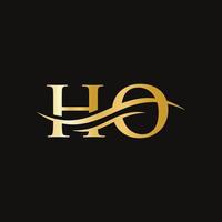 Initial HO letter linked logo vector template. Swoosh letter HO logo design. HO Logo design vector