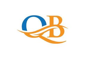 QB Logo design vector. Swoosh letter QB logo design. Initial QB letter linked logo vector template