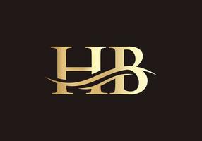 vector de logotipo hb de onda de agua. diseño de logotipo swoosh letter hb para identidad empresarial y empresarial