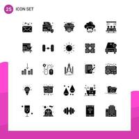 25 Universal Solid Glyphs Set for Web and Mobile Applications technology project squash message email Editable Vector Design Elements