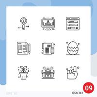 Mobile Interface Outline Set of 9 Pictograms of coins education form pencil file Editable Vector Design Elements