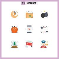 9 Creative Icons Modern Signs and Symbols of amplifier pumpkin medical folder halloween play Editable Vector Design Elements