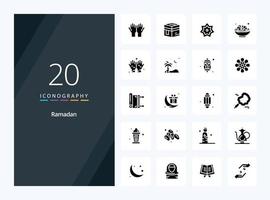 20 Ramadan Solid Glyph icon for presentation vector