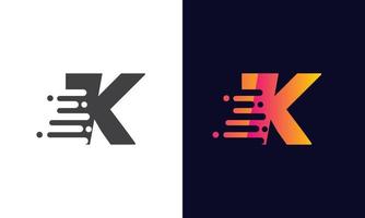 logotipo de la letra k velocidad rápida, icono de caída de energía rápida. elemento de logotipo de velocidad vector