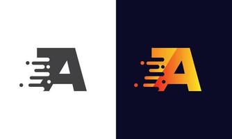 Letter A Logo Fast speed, quick energy drop icon.  Speed Logotype Element vector