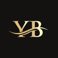 Swoosh Letter YB Logo Design for business and company identity. Water Wave YB Logo vector