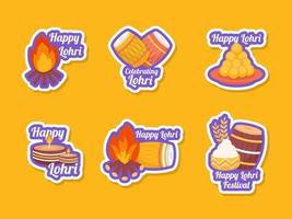 Happy Lohri Greeting Sticker Set vector