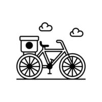 Ilustración de estilo gylph de icono de vector de entrega de bicicleta. archivo eps 10