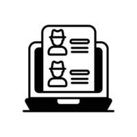 Monitor screen vector glyph icon style illustration. EPS 10 file