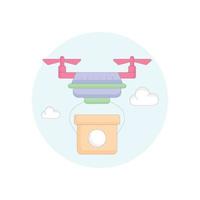 Drone Delivery Vector Icon filled outline Style Illustration. EPS 10 File