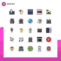 Set of 25 Modern UI Icons Symbols Signs for mobile taxi grid sign search Editable Vector Design Elements