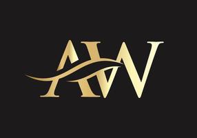 diseño inicial del logotipo de la letra aw vinculada. vector de diseño de logotipo de letra moderna aw