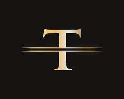 diseño de logotipo de letra t para identidad de lujo y moda vector