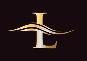 Letter L Logo Design. L Logotype with Water Wave Concept vector