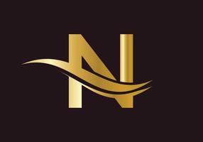 Letter N Logo Luxury concept vector