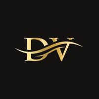 Modern DV Logo Design for business and company identity. Creative DV letter with luxury concept vector