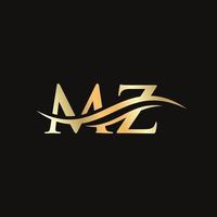diseño inicial del logotipo mz de la letra vinculada. vector de diseño de logotipo de letra mz moderna