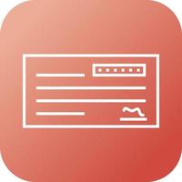 Beautiful Cheque Vector line icon