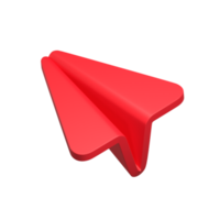 icono de interfaz de usuario 3d de avión de papel rojo png