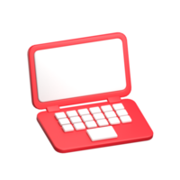 röd bärbar dator 3d ui ikon png