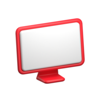 ícone de interface do usuário 3d do monitor vermelho png