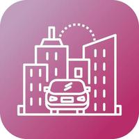 Beautiful Car in city Vector line icon