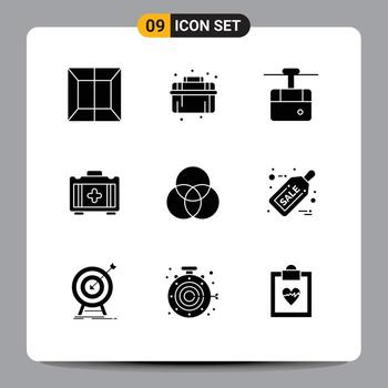 9 concepto de glifo sólido para sitios web móviles y aplicaciones círculos funiculares de color de viernes negro bolsa elementos de diseño vectorial editables vector