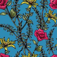 Hand drawn elegant colorful seamless pattern with botanical floral design illustration vector