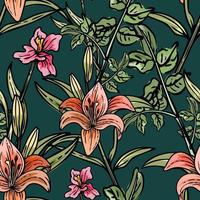 Hand drawn elegant colorful seamless pattern with botanical floral design illustration vector