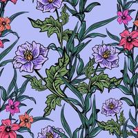 Hand drawn elegant colorful seamless pattern with botanical floral design illustration vector