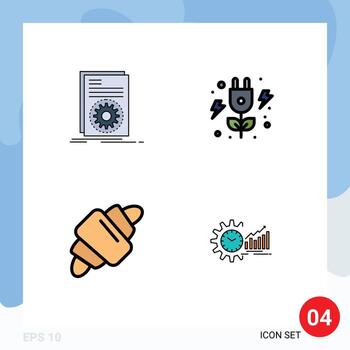 Mobile Interface Filledline Flat Color Set of 4 Pictograms of code drink running green meal Editable Vector Design Elements