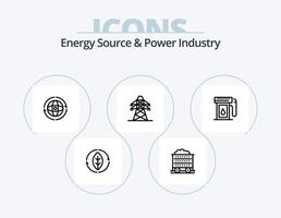 Energy Source And Power Industry Line Icon Pack 5 Icon Design. energy. wheel. world. construction. cart vector