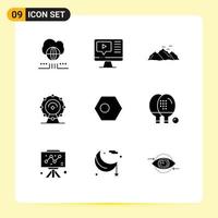 paquete de iconos vectoriales de stock de 9 signos y símbolos de línea para el servicio asiático montaña wifi aves elementos de diseño vectorial editables vector