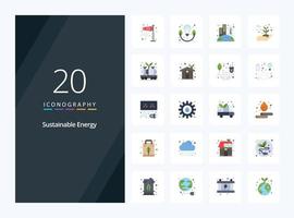 20 icono de color plano de energía sostenible para presentación vector