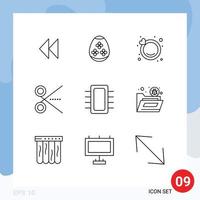 Pictogram Set of 9 Simple Outlines of computers ui engagement tool office Editable Vector Design Elements