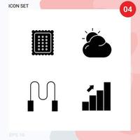 4 Solid Glyph concept for Websites Mobile and Apps bakery rope food beach sport Editable Vector Design Elements